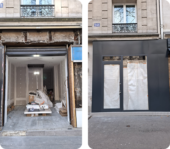 Remplacement de vitrine de magasin à Paris